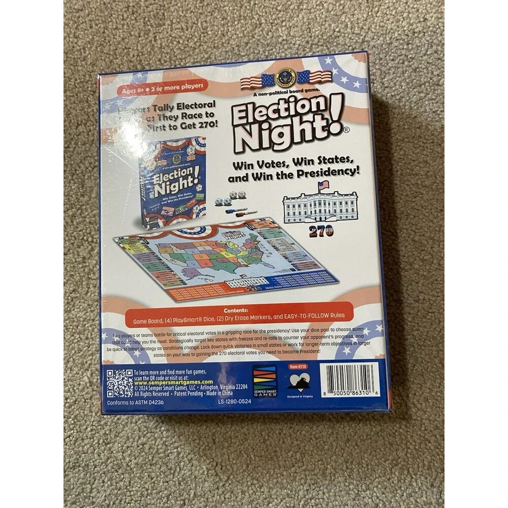 Election Night! Board Game Semper Smart Games New Sealed 2024 Edition